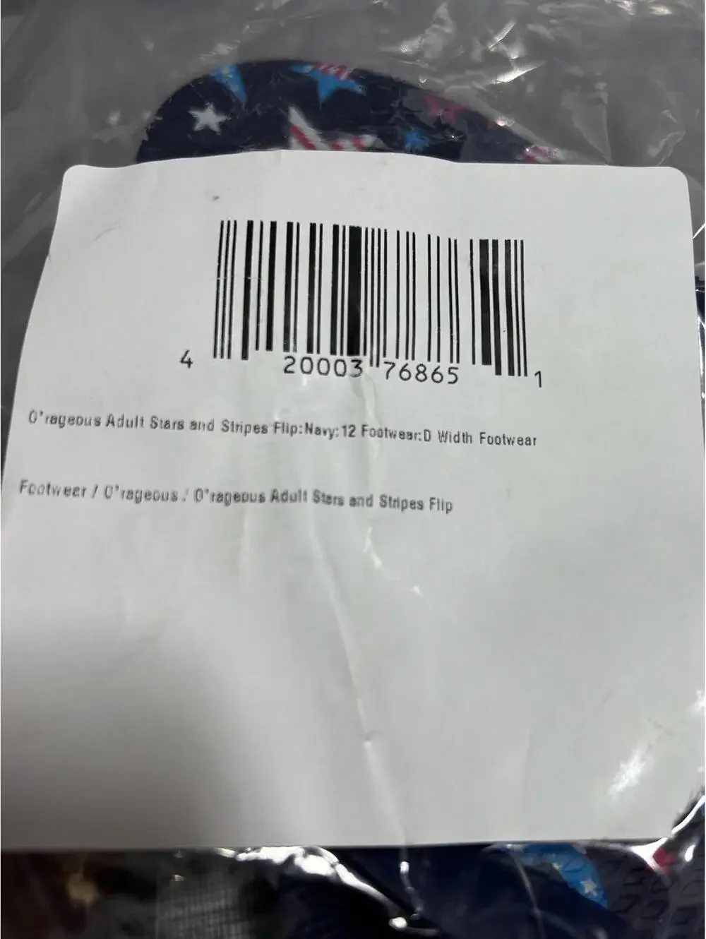 O’rageous Stars & Stripes Flip Flops Navy Red White Adult Size 12 NWOT